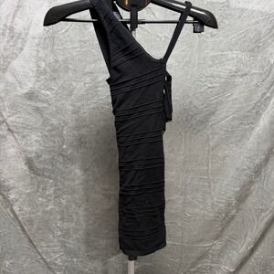 WOW COUTURE Black One Shoulder‎ Ruched Bodycon Mini Dress Size S